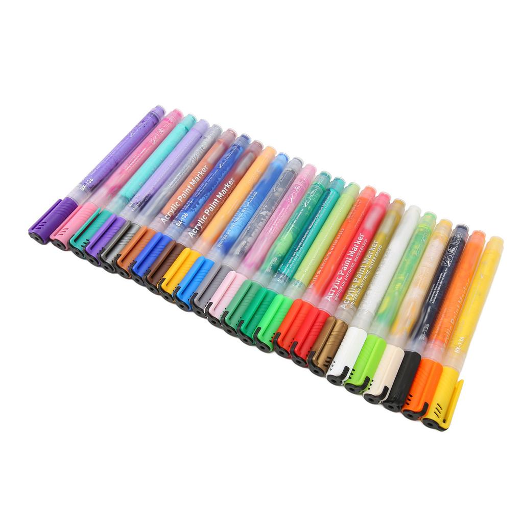 24 Colors Acrylic Paint Marker Pens Waterproof Quick Drying Smoothly Writing Paint Pens for Kids for Stones Wood Glass