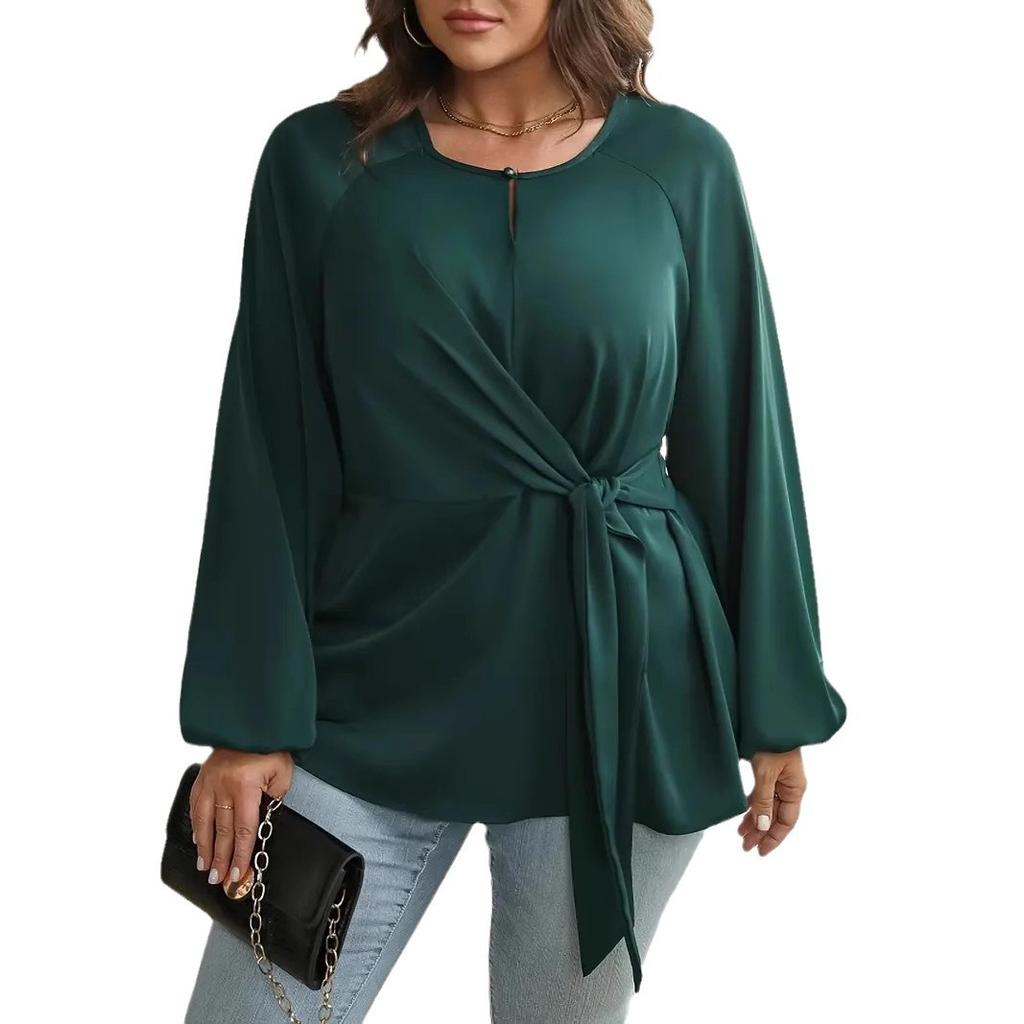 Женские топы с завязками, свободные рубашки с длинным рукавом и завязками больших размеров