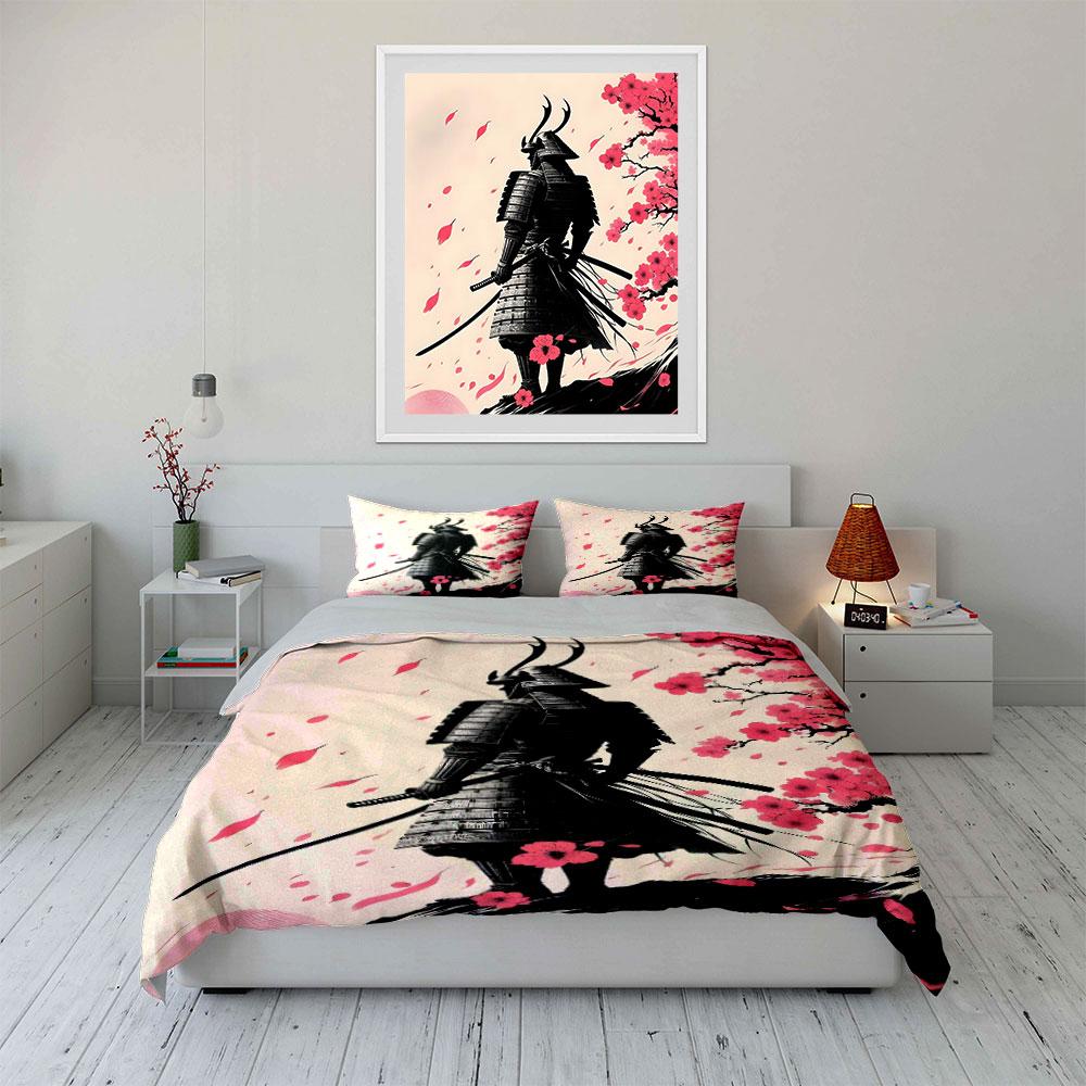 "Samurai Theme Art Set for Decor" Exquisite three-piece bedding set gift for kids and adults