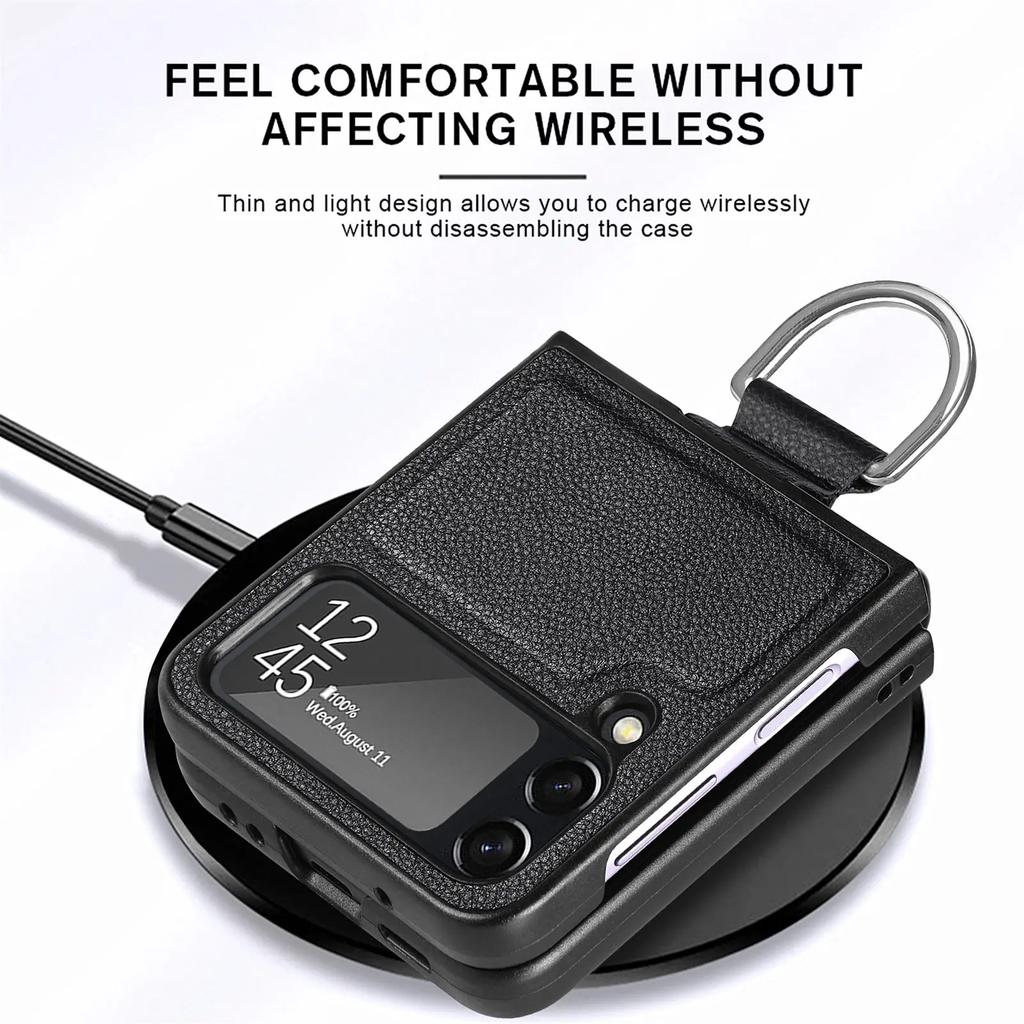 Кольцо-держатель Защитный чехол из кожи для Samsung Galaxy Z Flip 4 5 6 flip6 Flip5 Flip4 Flip3 Flip 3 2 1 5G Zflip4 Чехол