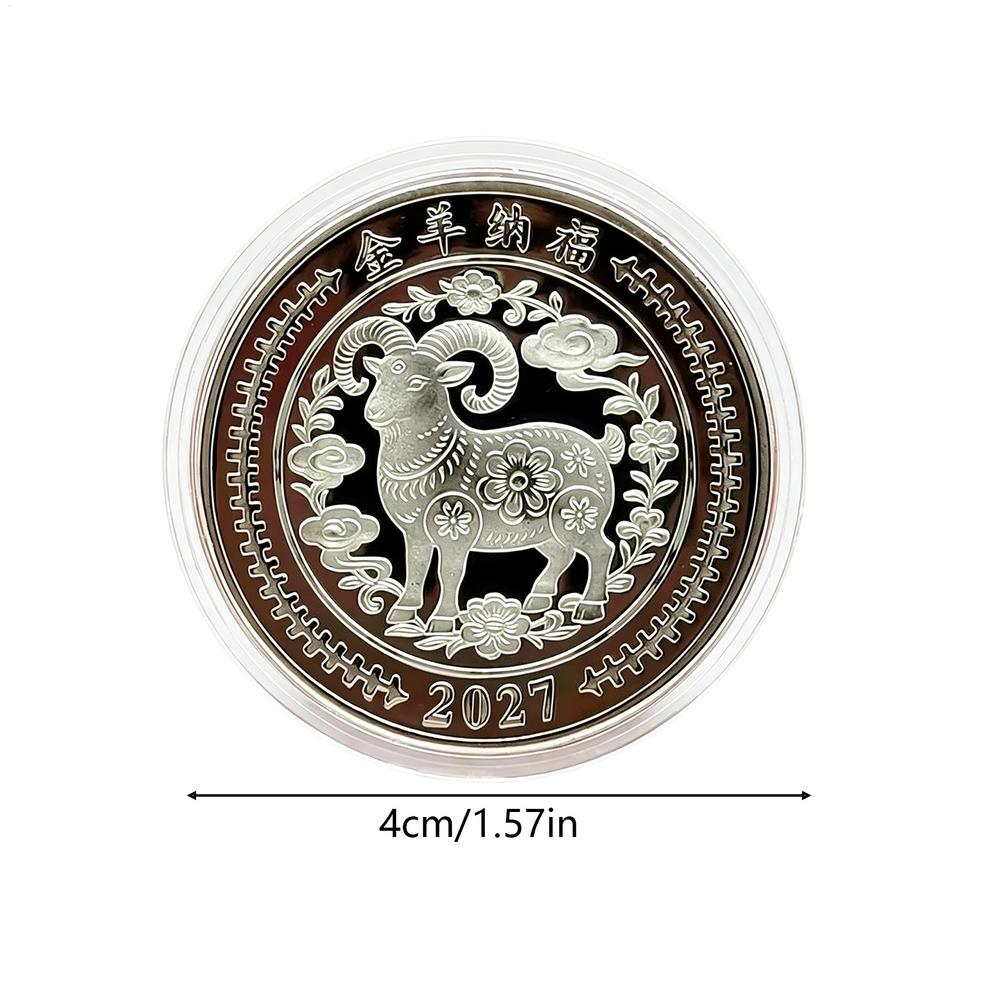 1117 Year Of The Goat L ucky Coin, Chinese Z odiac Feng Shui Wealth Toke n Spring Festival Prosperity Decoration For Home Mantel