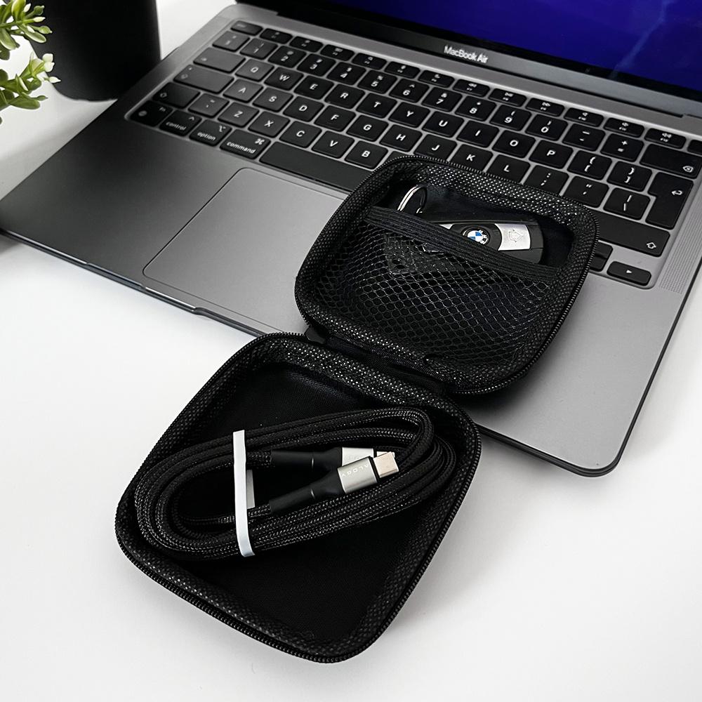 Etui Zapinane Pudełko Pokrowiec Alogy Protect Uniwersalne Na Akcesoria Słuchawki, Kabel, Ładowarkę Czarne