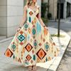 Women's Summer A-Line Maxi Dress,Ethnic Style Loose Sleeveless Flowy Lightweight Breathable,for Daily Casual & Outdoor Vacation Wear,Fashion Versatile