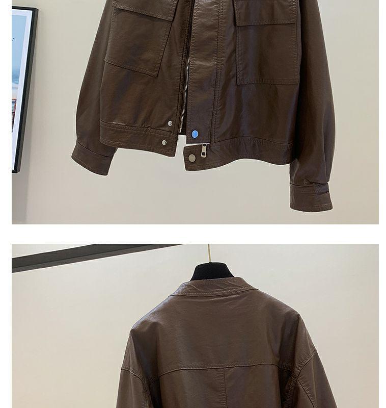 Женская модная ретро байкерская кожаная куртка - Коллекция Осень 2025, Универсальный короткий ПУ дизайн