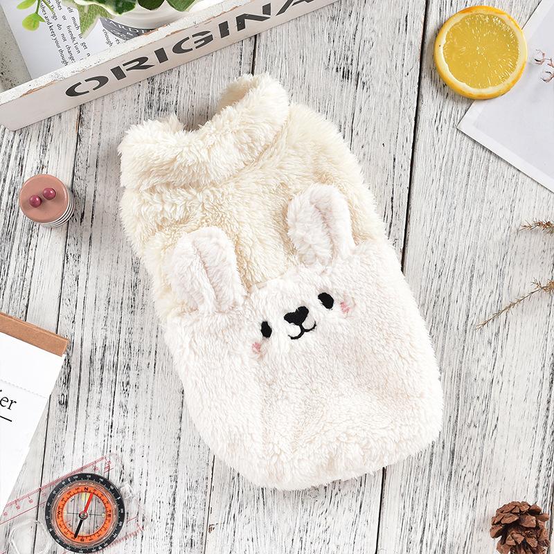 Осенне-зимний теплый плюшевый лоскутный плюшевый мишка, милый толстый жилет в форме кролика, собаки, кошки, мультяшная одежда для маленьких собак и щенков