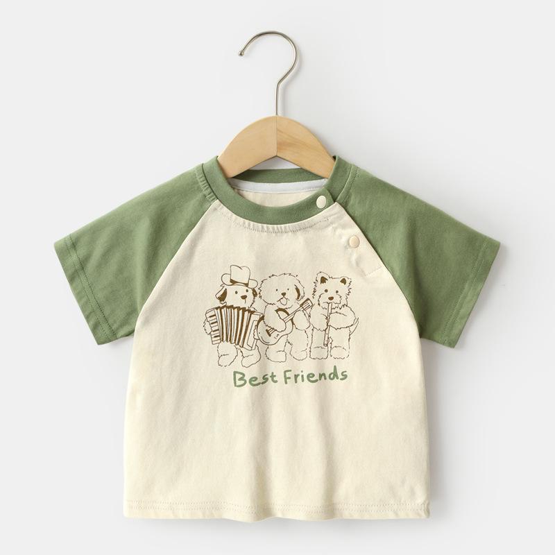 Одежда для малышей, футболки с короткими рукавами для мальчиков, летняя одежда для девочек, летняя хлопковая детская одежда для маленьких девочек, топы