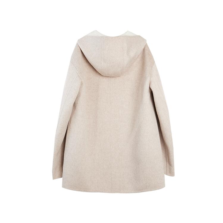 ELLE French Fashion Design Wool Blend Mid-Length Single-Breasted Casual Loose Hooded Two-Piece Double-Sided Wool Coat Women coats EN52147