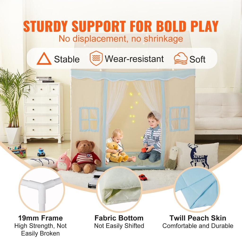 Kids Play Tent Kids Tent for 1-5 Years Old Toddler Tent with Mat and Lamp