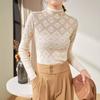 Women's Slim Fit Diamond Silk Wool Sweater - Autumn/Winter 2024 Half-High Collar