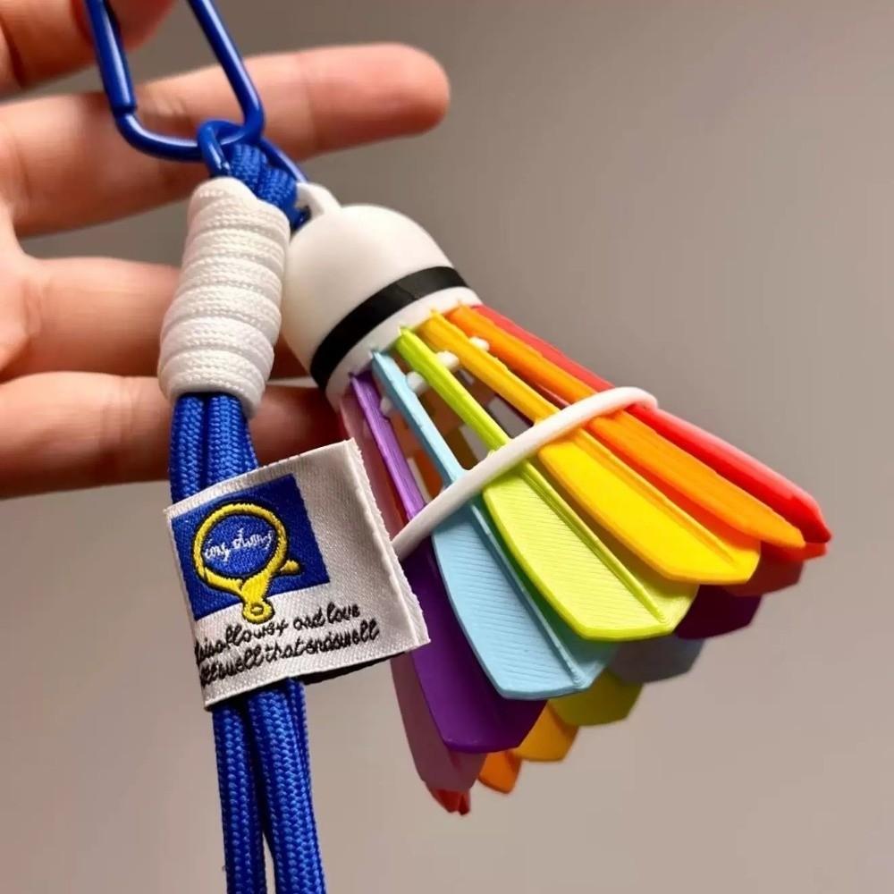 Funny Badminton Bag Pendant Rainbow Color 3D Printing Keyring Fashion Badminton Keychain Gift