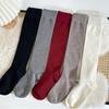Cotton Knitted Women Stockings Autumn and Winter Simple Knee Socks School Girls Solid Color Black White Gray Long Socks Stocking