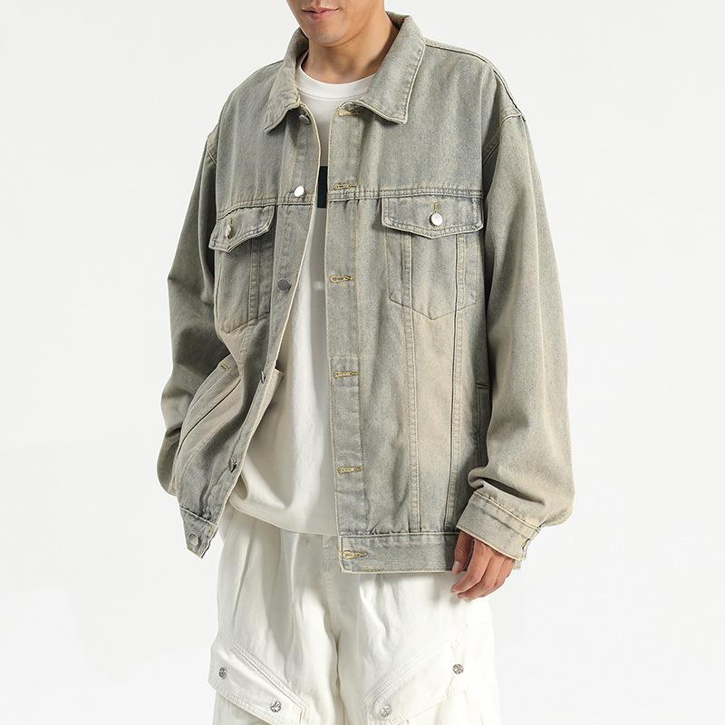 Denim Jacket Jacket Men's and Women's Autumn and Winter Thickened High Street Casual Tooling Hong Kong Style Literary and Loose