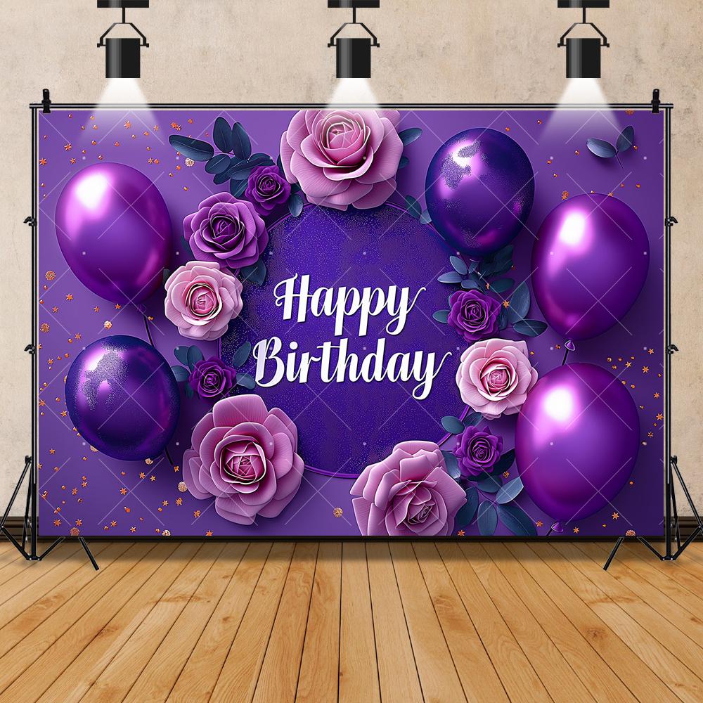 Purple Balloon Butterfly Backdrop Birthday Girls Princess Flower Newborn Babys Shower Party Photography Background Studio Custom