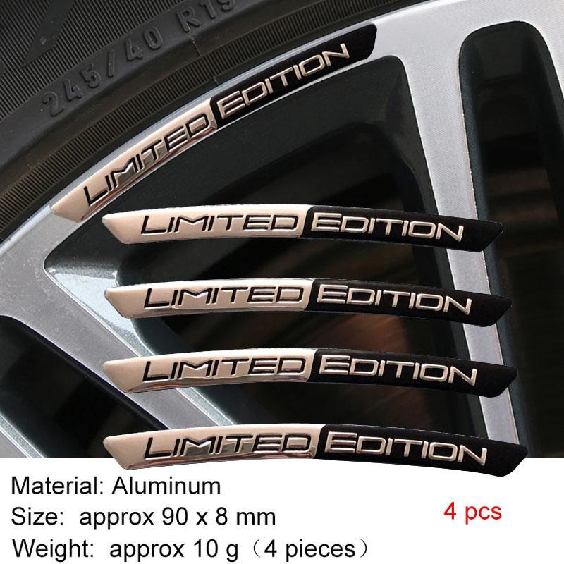 4x Алюминиевая ЭМБЛЕМА ОГРАНИЧЕННОЙ СЕРИИ Наклейки на ступицы автомобильных колес Декаль Декоративные полосы для обода шины Автомобильные универсальные аксессуары для экстерьера