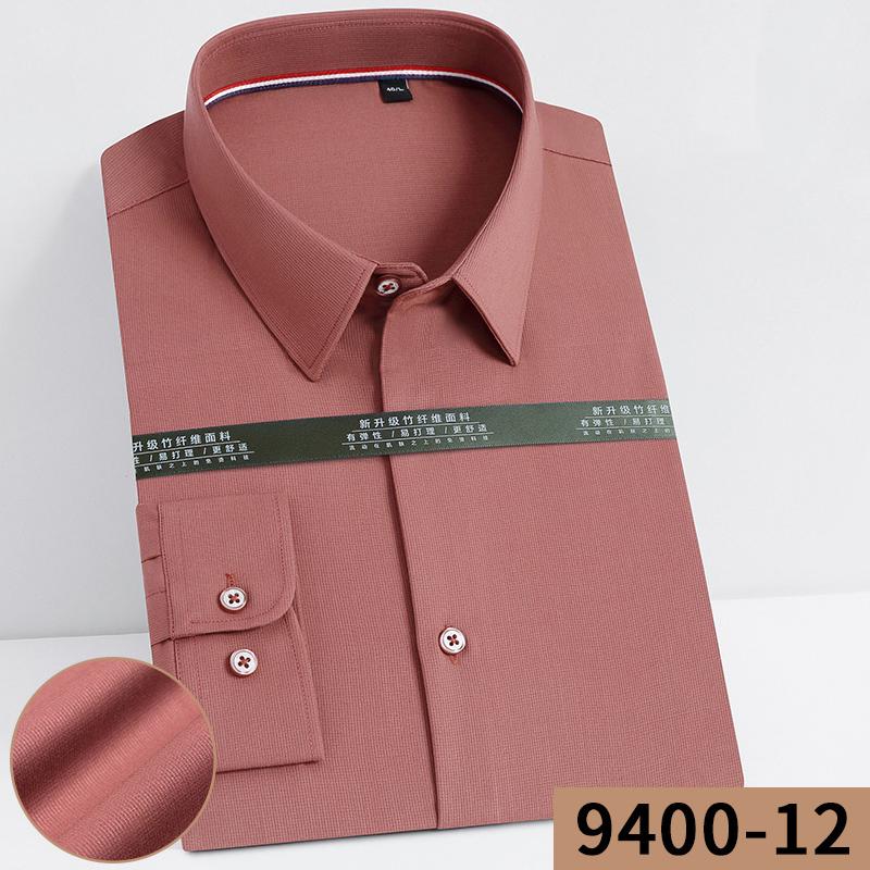 Твердые деловые мужские повседневные рубашки из бамбукового волокна с длинными рукавами, удобные без нагрудного кармана