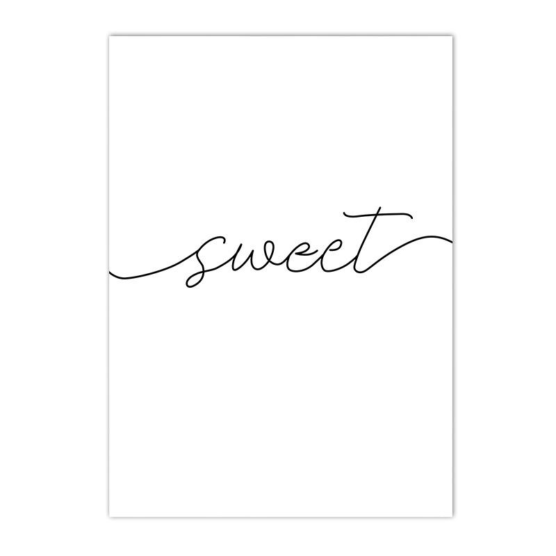 Черно-белый принт с цитатами «Сладких снов», настенное искусство для детской, холст, постер, минималистичная живопись с линиями и сердцем, домашний декор, настенные картины
