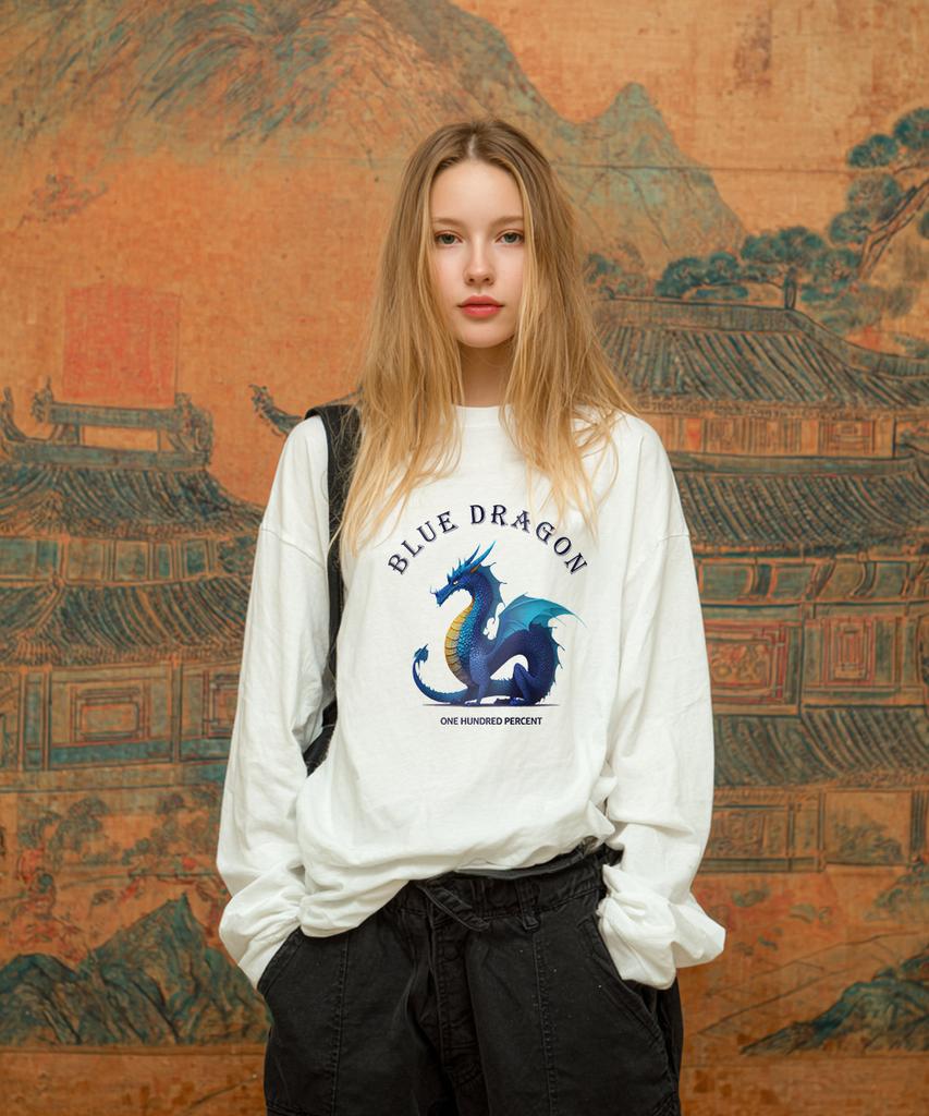 OHP Ohpxjoy Blue Dragon Basic Long Sleeve T-Shirt