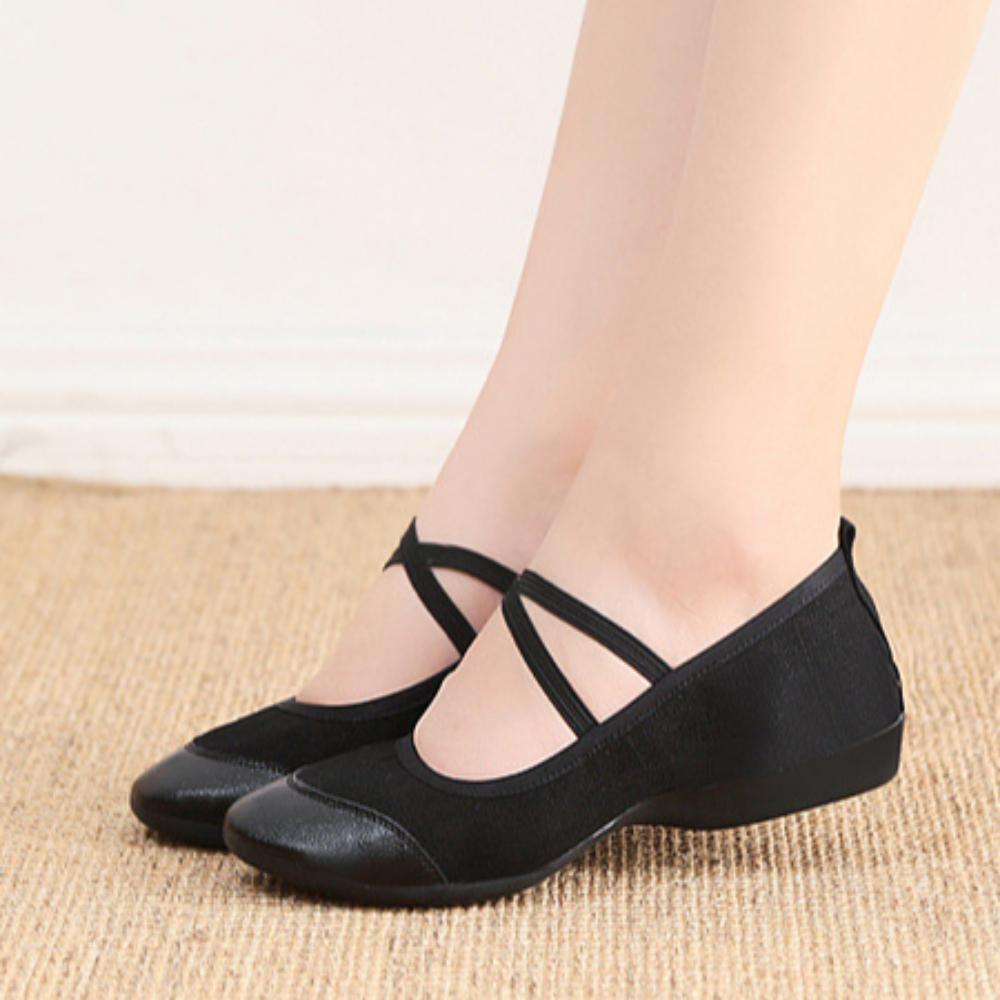 Дышащая обувь для танцев на все сезоны, подошва из коровьей кожи, нескользящая парусиновая обувь, кожаная мягкая подошва, женская обувь для танцев