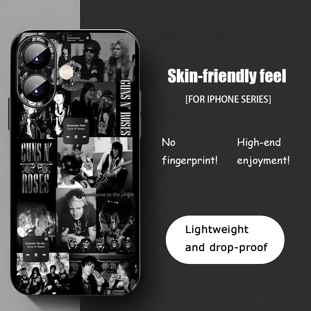 Чехол для телефона с изображением рок-группы Guns N' Roses для iPhone 17 16 15 14 13 12 11 X XR XS 8 Plus Mini Pro Max Мягкий черный ударопрочный чехол