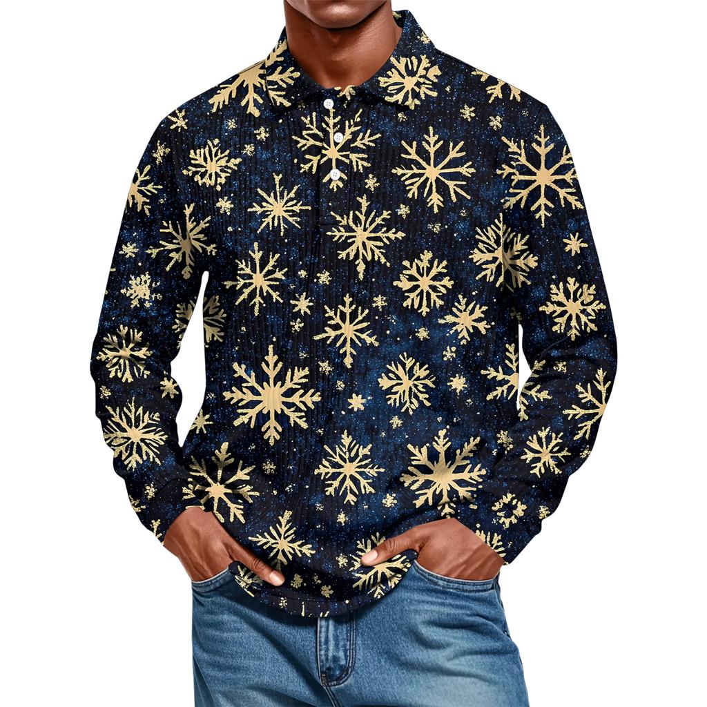 Men's Casual Style Solid Color Loose Shirt Long-sleeved Top