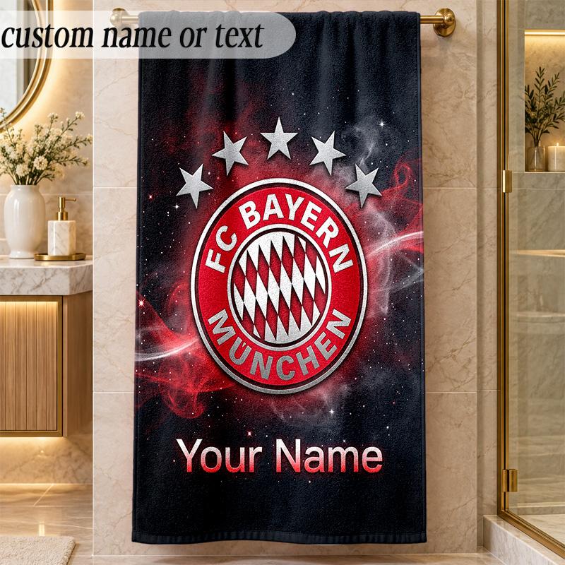 Beach TowelBayern Munich Custom Name Text Personalized Soft Towel for Beach Pool Indoor Home Decor Gift