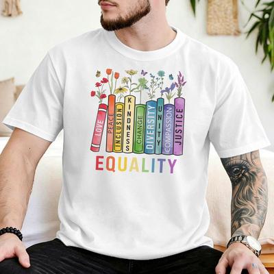 LGBT Gay Lesbian Pride T Shirt Unisex Unisex Cotton Funny TShirt O Neck Equality Books Tee Shirt Short Sleeve Tops 4XL