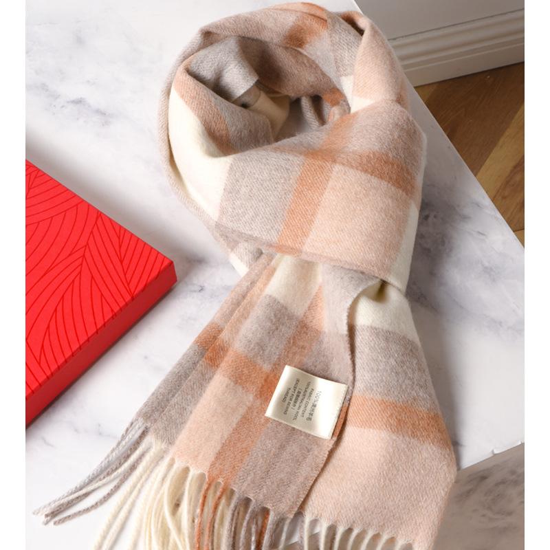 High-end 100 Pure Wool Scarf for Men and Women, Winter Thickened High-end New Camel Shawl Birthday Gift