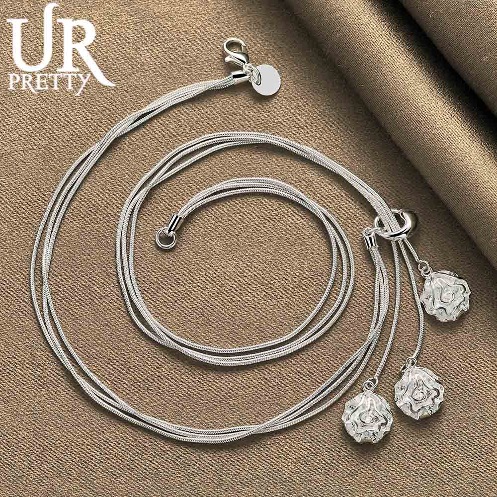 Ожерелье из стерлингового серебра 925 пробы с тремя розами в виде змеиной цепи, модный свадебный аксессуар