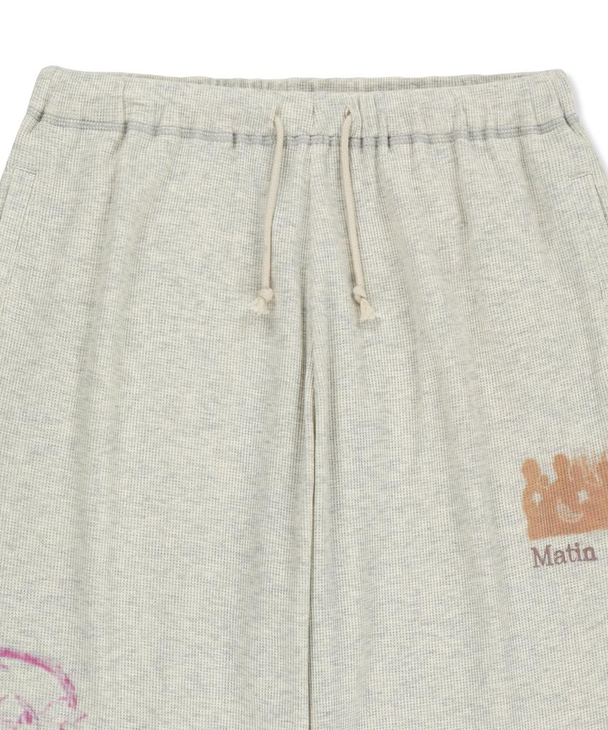 Штаны-вафли Mattengkim Sketch Graffiti Светло-бежевые