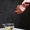 Eight-Sided Engraved Agarwood Clay Yixing Zisha Teapot by Renowned Artist