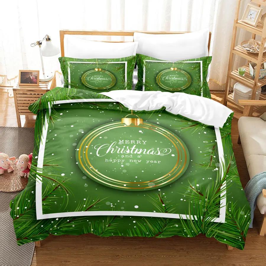 Comforter Christmas 200X200 Green King 3D Bedding Sets 3Pcs 2Pcs Single Double Bed Twin Full Size Thin Fabric