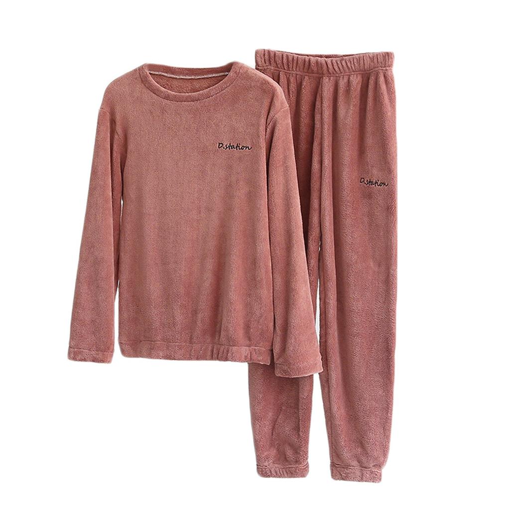 Women's Thickened Warm Lamb Cashmere Lapel Pajamas Pajamas Household Suit