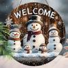 Рождественская декоративная табличка, комнатное подвесное украшение, 2D плоские деревянные изделия с рисунком снеговика и логотипом "welcome", рождественские подарки для друзей и семьи