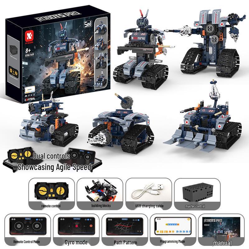 Программируемый робот Wall-E «Пять в одном»: Сборные строительные блоки, Электрическое научное образование, Пульт дистанционного управления, Совместимы с Lego