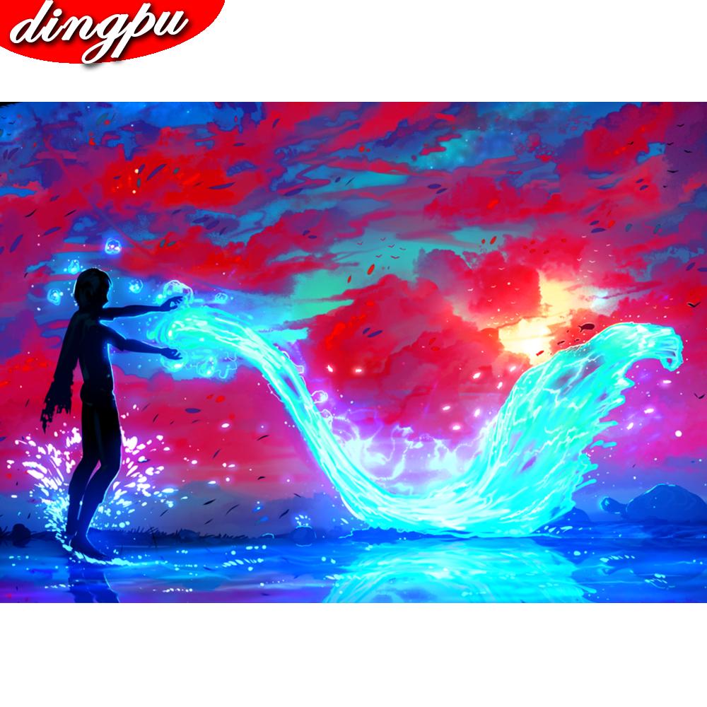 DINGPU 5D Diamond Painting Spring Scenery Full Round Drill Diamond Embroidery Landscape Home Decoration