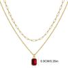Elegant Double Layer Necklace Featuring December Birthstone And 18k Gold Plating Rectangular Design Neckchain For Women