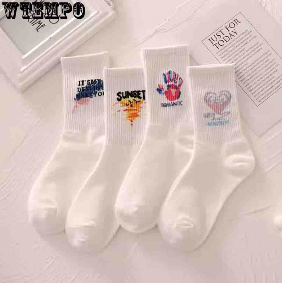 4 пары женских толстых носков, милые чулки с улыбкой на лице, японские осенне-зимние теплые бархатные носки, однотонные домашние носки-тахо