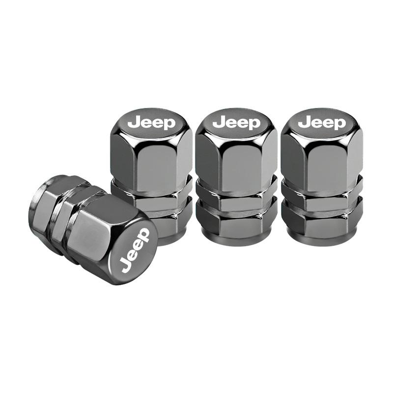For Jeep 4Pcs Aluminum Alloy Car Tire Valve Cap Dust Cover Accessories For Jeep Grand Cherokee Wrangler JK Gladiator Compass