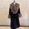 New Autumn and Winter Fur Coat Women's Rabbit Fur Fur Fur Integrated Long Style Real Fox Fur Fur Collar Fashionable Warm Coat Women
