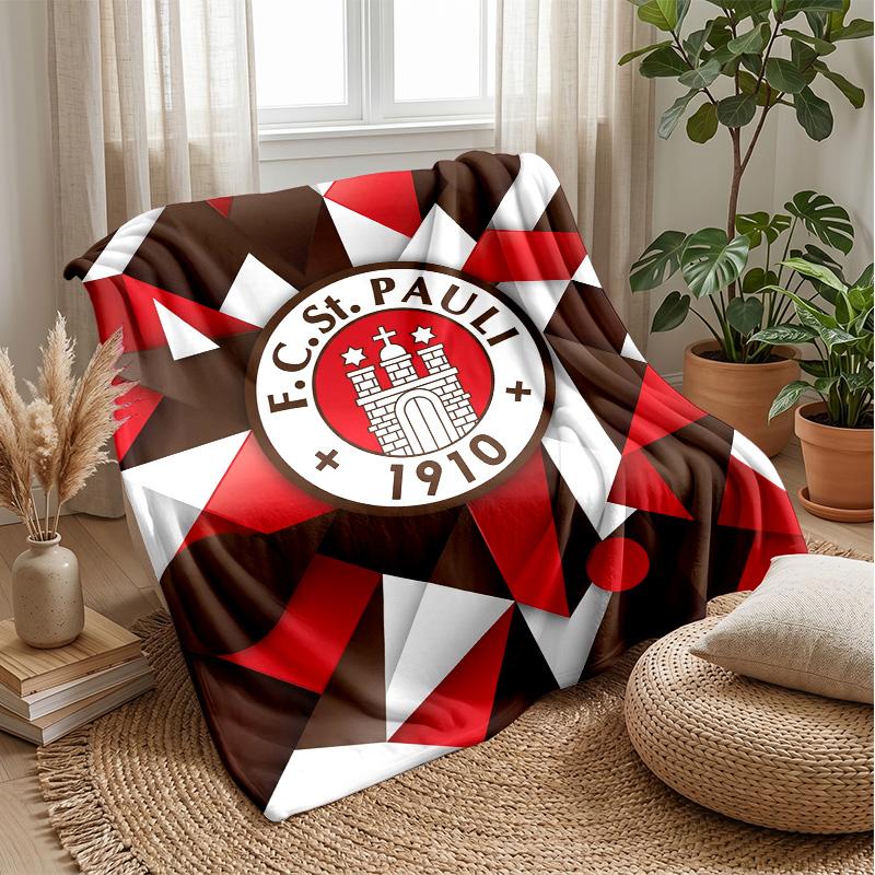 FC St. Pauli Football Print Flannel Blanket, Soft Warm Lightweight Throw Blanket for Sofa Bed Camping