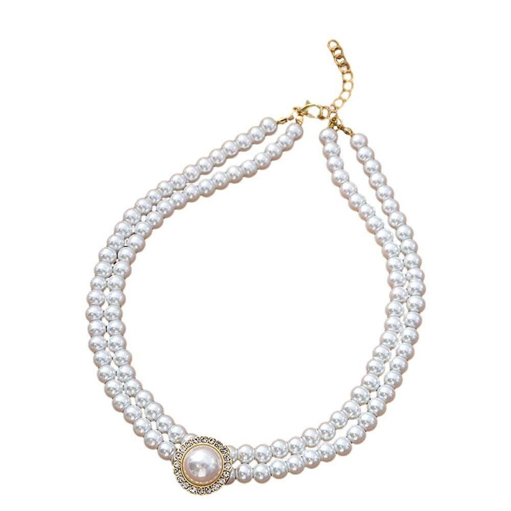 Золотой Белый Цвет Жемчужная Цепочка Ожерелье Ключица Цепочка Украшения Жемчужная Цепочка Бусины Женская