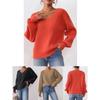 Solid Color Sweater Autumn Winter V-Neck Casual Pullover Loose Knitted Sweater Women's Clothing