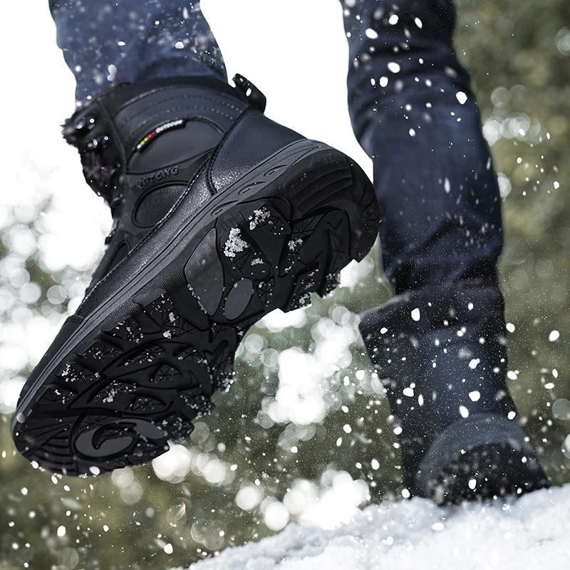 Thick Plush Lined Mens Winter Snow Boots Thick Platform Warm Non Slip Outdoor Waterproof Ankle Boots for Cold Weather Walking