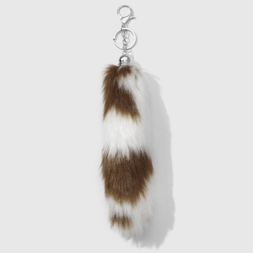 Retro Tail Hanging Keychain Long Hair Plush Tail Keyring Sweet Cool Bag Charms Purse Handbag