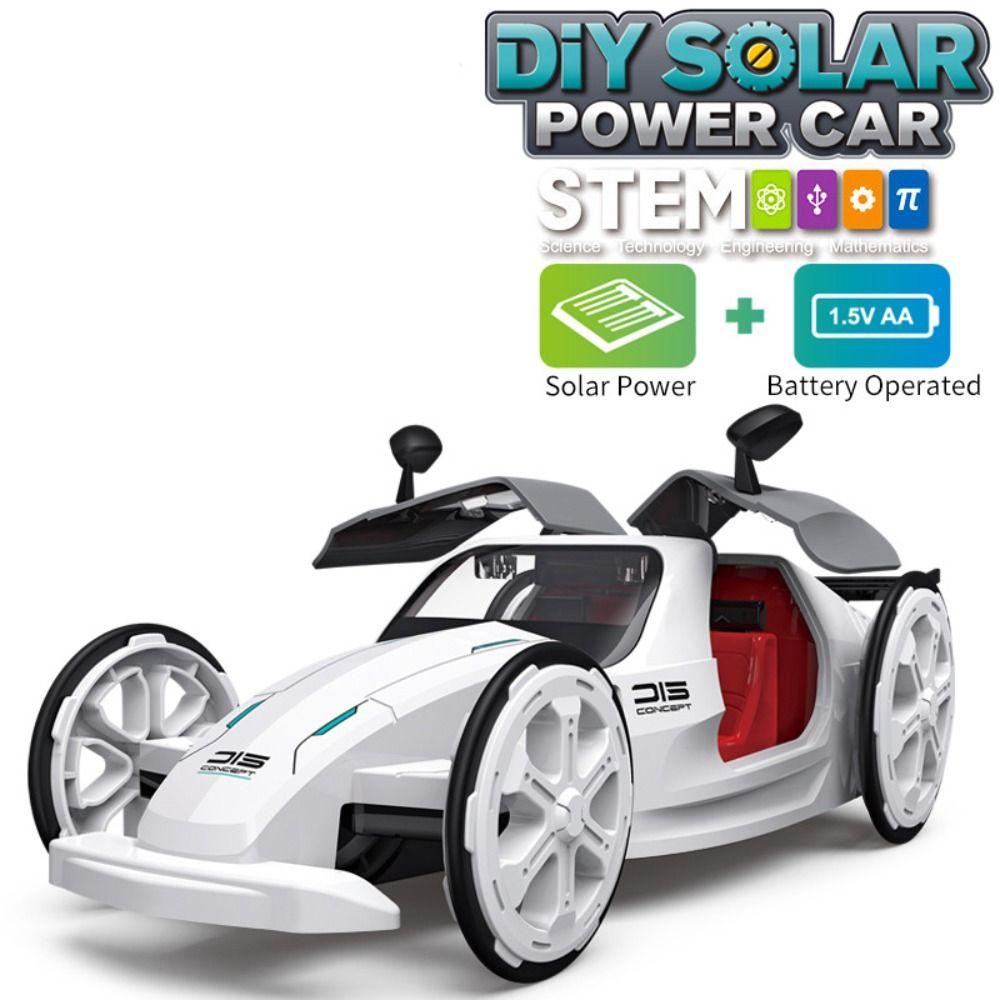 Model Toy Assembled Solar Powered Sports Car Plastic Power Drive Racing Car Decoration Accessories