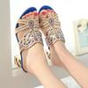 2025 New Women Sandals Summer Elegant Slippers Water Diamond Thick Heel Hollow-out One-line Fish Mouth Beach Sandals