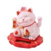 Solar Energy Powered White Beckoning Lucky Money Cat for Home Office Car Decor Feng Shui Lucky Cat