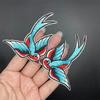 1 Pair Red Blue Embroidery Bird Patches Fabric For Cheongsam Bags Hats Decorations DlY Applique Repair