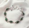 Прочный стерлинговое серебро 925 пробы Малахит Драгоценный камень Бохо Дизайнерский Подарок на день рождения Ручной работы Теннисный браслет