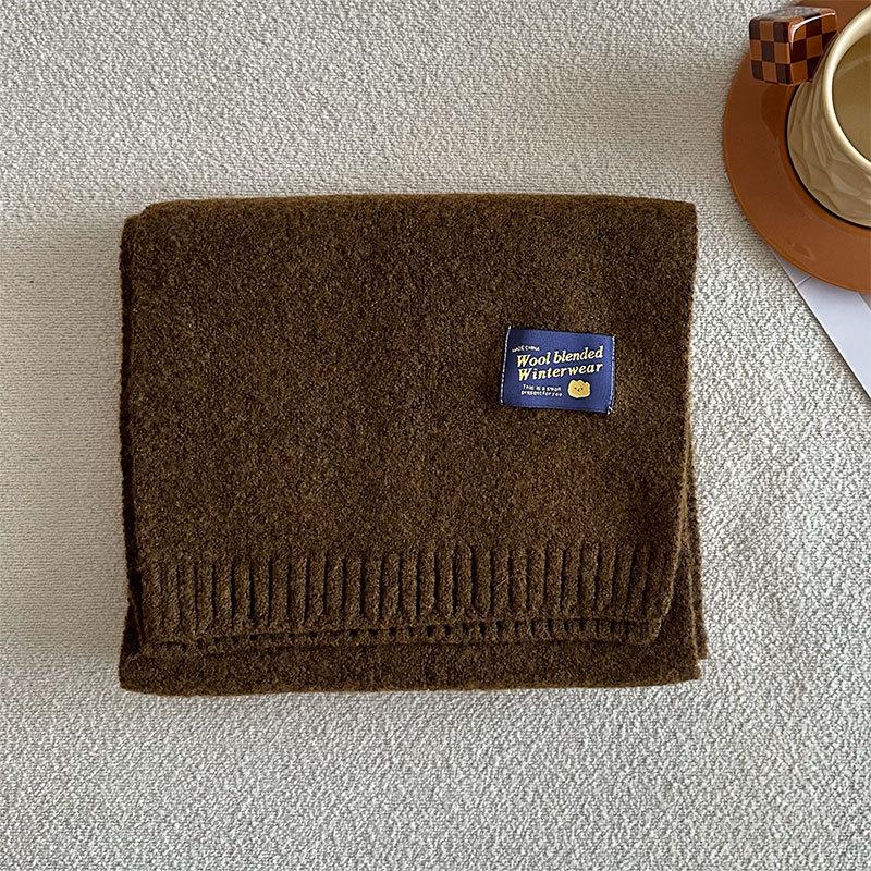 Winter New Solid Color Korean Knitted Wool Blended Luxury Women's Scarf Warm and Cold Proof Shawl Fashion Versatile Scarf